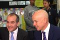 Victorian Education Minister James Merlino and NSW Education Minister Adrian Piccoli are taken on a tour of Footscray ...