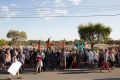 The community protests at the Roe 8 site. 