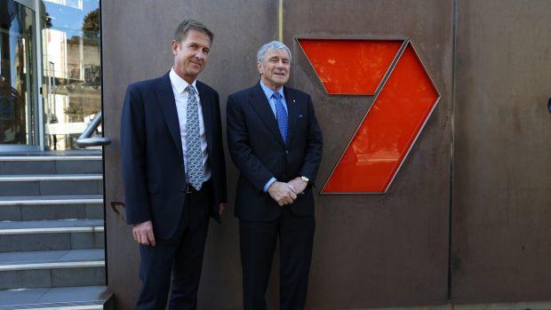 Seven CEO Tim Worner and Seven's chairman Kerry Stokes at the company's offices in Pyrmont.