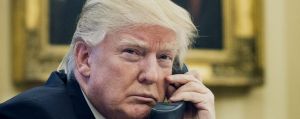 US President Donald Trump speaks on the phone with Australian Prime Minister Malcolm Turnbull. 
