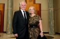 Prime Minister Malcolm Turnbull and wife Lucy arrive for the Mid Winter Ball at Parliament House in Canberra on ...