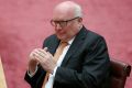 Attorney-General Senator George Brandis delivers a statement to the Senate at Parliament House in Canberra on Monday 28 ...