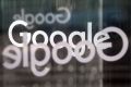 The comany logo on the doors of Google's UK headquarters.