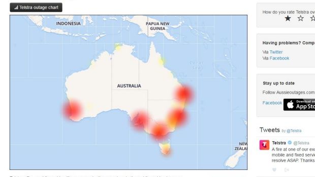 Screenshot from outage website aussieoutages.com.