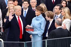 File - Donald J. Trump takes the oath of office to become the nation's 45th president and commander in chief at the U.S. Capitol in Washington, D.C., Jan. 20, 2017.