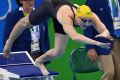 Final straw: Cate Campbell at the start of the 100-metre freestyle final.