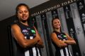 Collingwood players (from left) Alicia Eva, Helen Rodan and Nicola Stevens are reading for their historic moment.