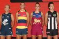The inaugural AFLW captains, from left: Daisy Pearce, Kara Donnellan, Lauren Arnell, Chelsea Randall, Emma Zielke, Steph ...