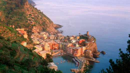 The village of Vernazza at Cinque Terre, Italy.