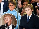 Staying put: First lady Melania Trump, 46, may not move into the White House while her husband is in office (Melania and son Barron at the inauguration last month above)