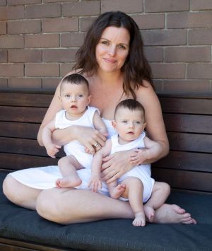 Single parent Erin O'Dwyer with her twins when they were babies, Ambrose (right) and Clancy (left).