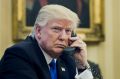 US President Donald Trump speaks on the phone with Australian Prime Minister Malcolm Turnbull. 