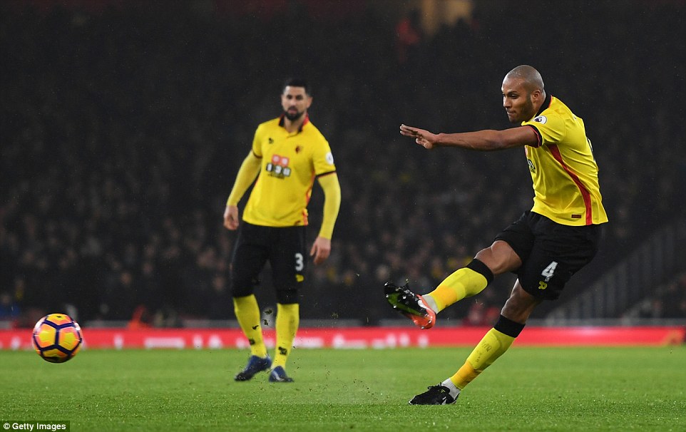 Younes Kaboul had earlier fired the Hornets in front via a deflection off the legs of Aaron Ramsey