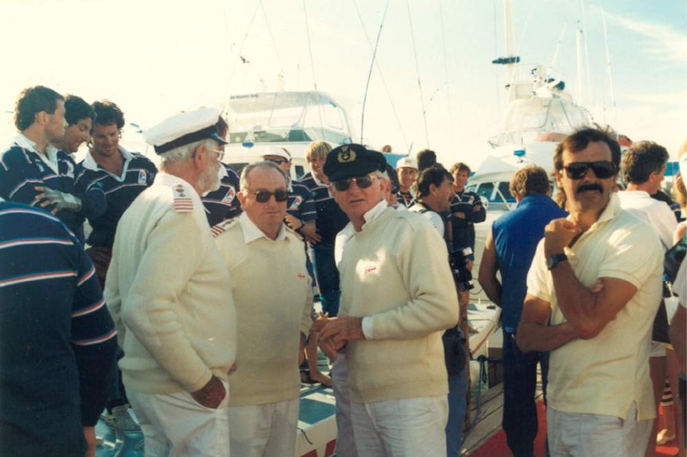 Stan Reid and fellow Royal Perth Yacht Club officials. Photo: Courtesy of Jackie Reid