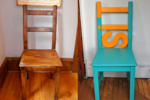 IVAR chair personalised; <a href="http://www.shelterness.com/before-after-cool-ikea-chair-makeover/">shelterness.com</a>