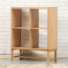 Jonas 2x2 Bookshelf - Solid Oak - 75x33x94cm - Bookcases