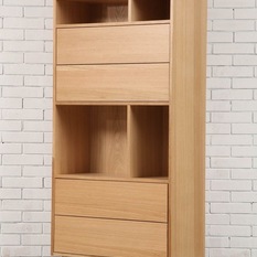 Maximus 4 Drawer Bookcase - Solid Oak - 80x37x184cm - Angled Legs - Bookcases