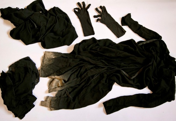 Clothing worn by a Yazidi girl enslaved by Islamic State militants, collected by a Yazidi activist to document Islamic ...