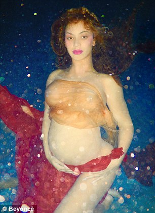 Beyonce was pictured floating in a swimming pool, as Osun, an African deity of water, love and fertility