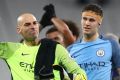 Man City's Willy Caballero and John Stones celebrate after beating West Ham.