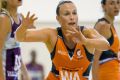 Kimberlee Green playing netball for GWS Giants in a pre-season game against Sunshine Coast.