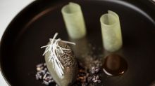 Whipped black sesame dessert served at the Bridge Room in Sydney.