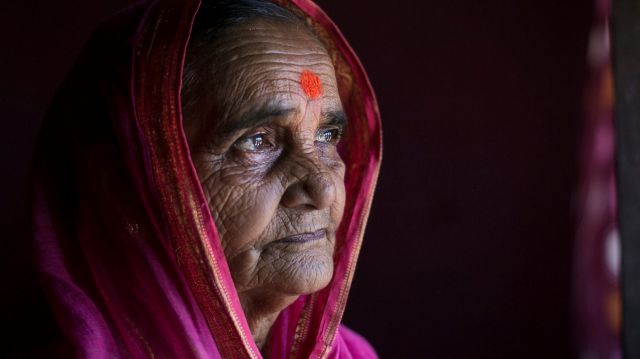 80-year-old Ramabai Ganpat Khandakle is one of 30 elderly women who are going to school for the first time in their life ...