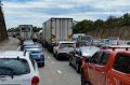 Northbound traffic on the M1 Pacific Motorway on Monday afternoon.