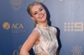 Channel Nine's Julie Snook in an off-white gown at the Allan Border Medal on January 23 in Sydney.