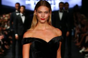 SYDNEY, AUSTRALIA - FEBRUARY 01: Karlie Kloss showcases designs by Rachel Gilbert on the runway at the David Jones ...