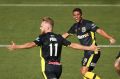 House of Pain: Central Coast Mariners marksman celebrates after scoring.