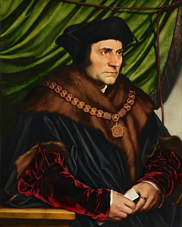 Hans Holbein's famous portrait of Sir Thomas More, 1527. More's work, <i>Utopia</i>, not only coined a new word but was ...