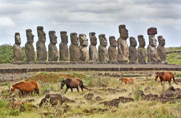 Wild Horses, Ahu Tongariki, Easter Island (Rapa Nui).