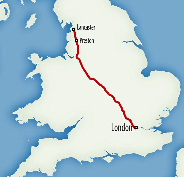 The bizarre ticket prices were given even though the distance between Preston and Euston is 228 miles, while it is 253 miles from Lancaster to London