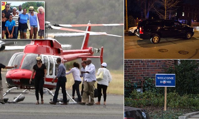 Neighbors welcome the Obama's home after vacation