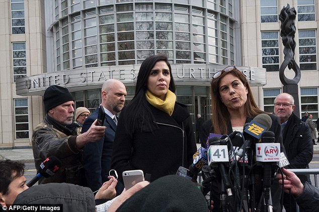El Chapo's wife addressed reporters after the hearing on Friday 