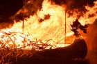 Guzier Jarl Lyall Gair and his Jarl throw their torches onto the galley on January 31, 2017 in Lerwick, Shetland. The ...