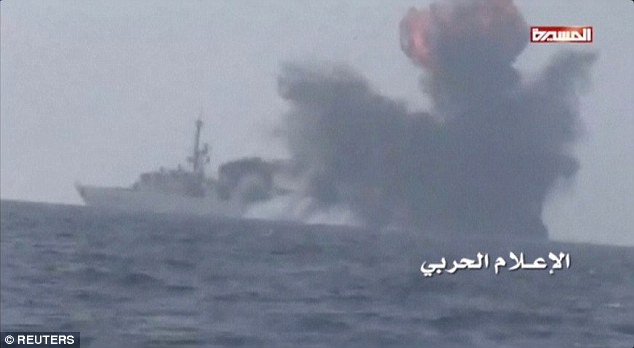 Attack: The Saudi warship lost two sailors as it was attacked by the Houthi rebels in a suicide mission