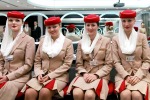 Photos: Inside Emirates' flight attendant school. Flight attendant students for Emirates pose in the image and uniform ...