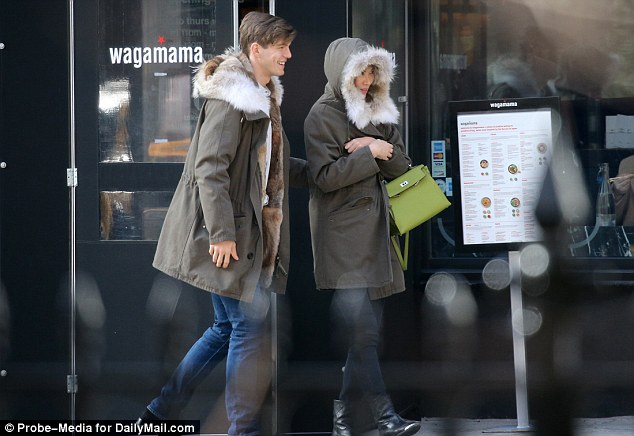 The pair left Wagamama Asian restaurant on Fifth Avenue in their matching $2,000 Yves Salomon fur-lined parkas