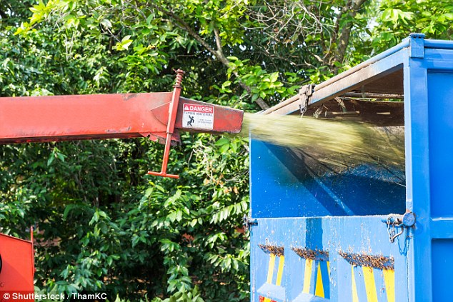 A typical wood chipper is show in this stock image