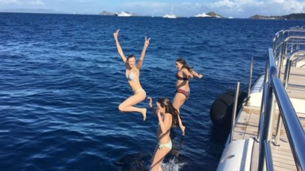 Karlie Kloss holidaying with the youngest Murdoch children, Chloe and Grace over New Years.