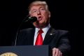 President Donald Trump speaks during the National Prayer Breakfast on Thursday.