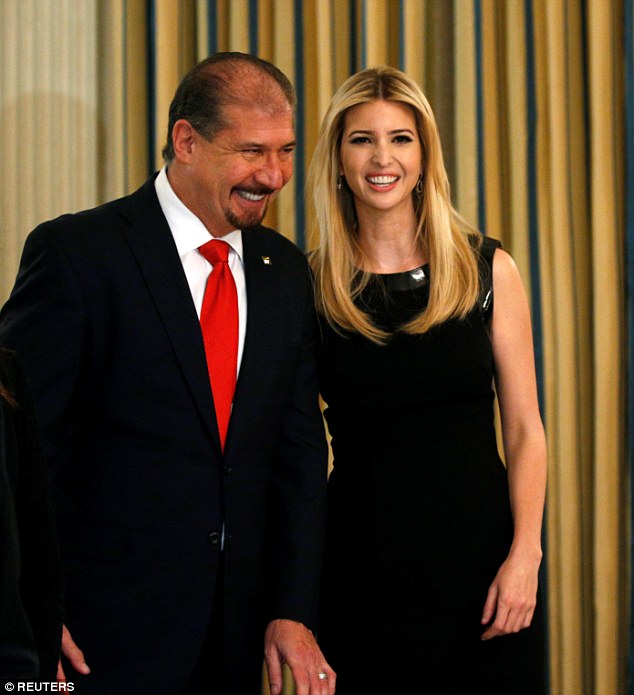 Smiles: Ernst & Young CEO Mark Weinberger talks with Ivanka Trump as U.S. President Donald Trump hosts a strategy and policy forum with chief executives of major U.S. companies at the White House in Washington February 3, 2017