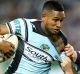 SYDNEY, AUSTRALIA - OCTOBER 02: Ben Barba of the Sharks is tackled during the 2016 NRL Grand Final match between the ...