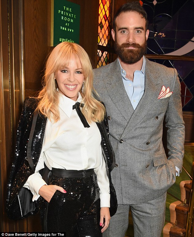 Kylie Minogue and Joshua Sasse attend one of her shows at The Ivy in December last year