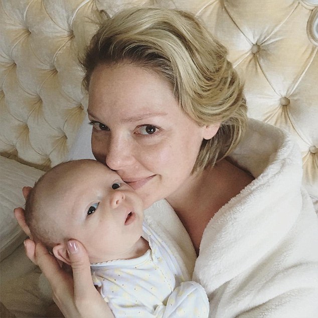Aww: Katherine Heigl posted an adorable Instagram photo in which she cradled her newborn son Joshua Jr, pressing her grinning lips to his temple