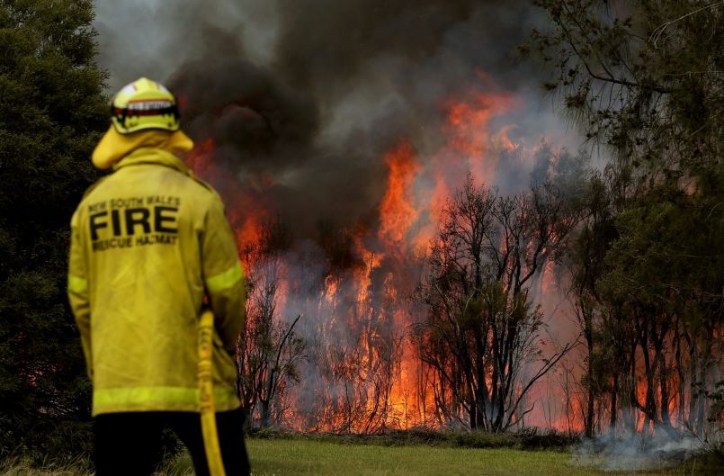 Fire crews battle a blaze at Kurri Kurri on Tuesday.