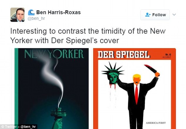 'Interesting to contrast the timidity of the New Yorker with Der Spiegel's cover,' tweeted Ben Harris-Roxas