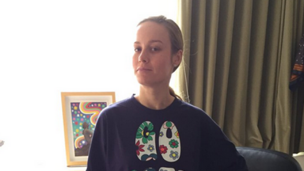 Brie Larson shows Donald Trump how she "dresses like a woman".
